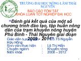 Đề tài Đánh giá kết quả của một số chương trình đào tạo, tập huấn nông dân của trạm khuyến nông huyện Phú Bình - Thái Nguyên giai đoạn 2009 - 2011