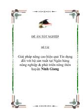 Đề tài Giải pháp nâng cao hiệu quả Tín dụng đối với hộ sản xuất ở Ngân hàng nông nghiệp và phát triển nông thôn huyện Ninh Giang