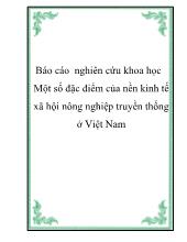 Đề tài Nghiên cứu khoa học Một số đặc điểm của nền kinh tế xã hội nông nghiệp truyền thống ở Việt Nam