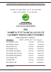 Đề tài Nghiên cứu ứng dụng sản xuất sạch hơn trong chăn nuôi heo