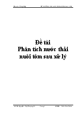 Đề tài Phân tích nước thải nuôi tôm sau xử lý