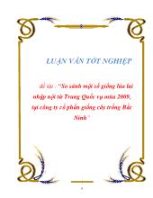 Đề tài So sánh một số giống lúa lai nhập nội từ Trung Quốc vụ mùa 2009, ở công ty cổ phần giống cây trồng Bắc Ninh