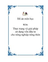 Đề tài Thực trạng và giải pháp sửdụng vốn đầu tư cho nông nghiệp nông thôn