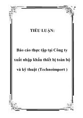 Đề tài Tình hình hoạt động tại Công ty xuất nhập khẩu thiết bị toàn bộ và kỹ thuật (Technoimport )