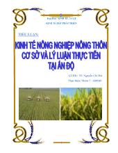 Khóa luận Kinh tế nông nghiệp nông thôn, cơsởlý luận và thực tiễn tại Ấn Độ