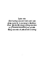Luận văn Ảnh hưởng của mô hình nuôi xen ghép nước lợ ở các vùng triều khác nhau lên tốc độ tăng trưởng của tôm sú (Penaeus monodon) và sự biến động của một số yếu tố môi trường