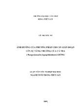 Luận văn Ảnh hưởng của phương pháp cho ăn gián đoạn lên sự tăng trưởng của cá tra (pangasianodon hypophthalmus) giống