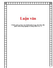Luận văn Chính sách cơ bản của Chính phủ trong việc thúc đẩy phát triển nông nghiệp và nông thôn nước ta