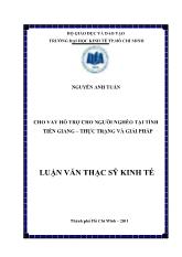 Luận văn Cho vay hỗ trợ cho người nghèo tại tỉnh Tiền Giang – Thực trạng và giải pháp