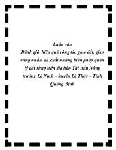 Luận văn Đánh giá hiệu quả công tác giao đất, giao rừng nhằm đề xuất những biện pháp quản lý đất rừng trên địa bàn Thị trấn Nông trường Lệ Ninh – Huyện Lệ Thủy – Tỉnh Quảng Bình