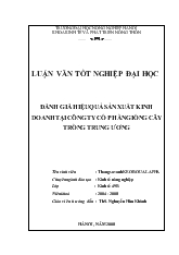 Luận văn Đánh giá hiệu quả sản xuất kinh doanh tại công ty cổ phần giống cây trồng trung ương