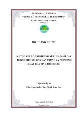 Luận văn Một số yếu tố ảnh hưởng kết quả nuôi cấy tế bào biểu mô ống dẩn trứng và phản ứng hoạt hóa tinh trùng chó
