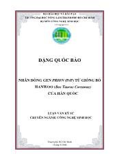 Luận văn Nhân dõng gen prion (prp) từ giống bõ hanwoo (bos taurus coreanae) của Hàn Quốc