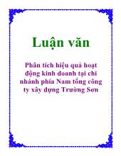 Luận văn Phân tích hiệu quả hoạt động kinh doanh tại chi nhánh phía Nam tổng công ty xây dựng Trường Sơn