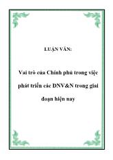 Luận văn Vai trò của Chính phủ trong việc phát triển các doanh nghiệp vừa và nhỏ trong giai đoạn hiện nay