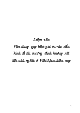 Luận văn Vận dụng quy luật giá trị vào nền kinh tế thị trường định hướng xã hội chủ nghĩa ở Việt Nam hiện nay