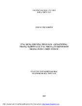 Ứng dụng phương pháp pcr - Genotyping trong nghiên cứu tác nhân gây bệnh đốm trắng (wssv) trên tôm sú