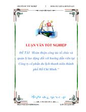 Đề tài Hoàn thiện công tác tổ chức và quản lý lao động đối với hướng dẫn viên tại Công ty cổ phần du lịch thanh niên thành phố Hồ Chí Minh