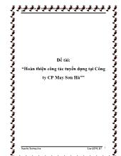 Đề tài Hoàn thiện công tác tuyển dụng tại Công ty CP May Sơn Hà