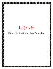 Đề tài Kỹ thuật trồng hoa Phong Lan