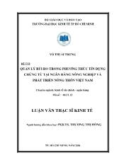 Đề tài Quản lý rủi ro trong phương thức tín dụng chứng từ tại ngân hàng nông nghiệp và phát triển nông thôn Việt Nam