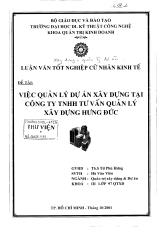 Đề tài Việc quản lý dự án xây dựng tại công ty TNHH tư vấn quản lý xây dựng Hưng Đức
