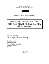 Định vị thị trường mục tiêu cho sản phẩm xe tay ga của hãng Honda
