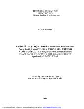 Khảo sátmật độvi khuẩn aeromonas, pseudomonas, edwardsiella ictalurivàvibriotrong môi trờng nớcnuôi cátra (pangasianodon hypophthalmus) thâm canh có sử dụng chế phẩm sinh học (probiotic) ở Đồng Tháp