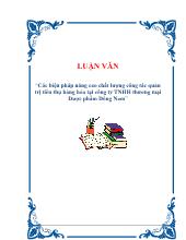 Luận văn Các biện pháp năng cao chất lượng công tác quản trị tiêu thụ hàng hóa tại công ty TNHH thương mại Dược phẩm Đông Nam