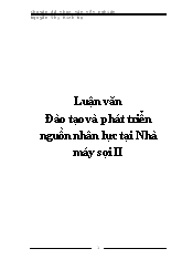 Luận văn Đào tạo và phát triển nguồn nhân lực tại Nhà máy sợi II