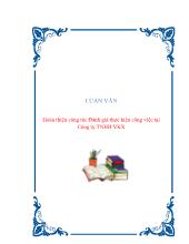 Luận văn Hoàn thiện công tác Đánh giá thực hiện công việc tại Công ty TNHH VKX