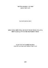Luận văn Khả năng điều hòa áp suất thẩm thấu của cua biển (scylla sp) ở các độ mặn khác nhau