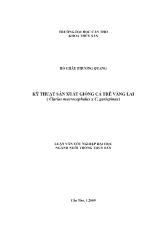 Luận văn Kỹ thuậtsản xuất giống cá trê vàng lai (clarias macrocephalus x c. gariepinus)