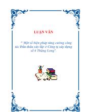 Luận văn Một số biện pháp tăng cường công tác Đấu thầu xây lắp ở Công ty xây dựng số6 Thăng Long