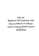 Luận văn Nghiên cứu một số giải pháp nhằm nâng cao hiệu quả sản xuất kinh doanh tại Công ty cổ phần hàng hải Quảng Hưng