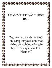 Luận văn Nghiên cứu xạ khuẩn thuộc chi Streptomyces sinh chất kháng sinh chống nấm gây bệnh trên cây chè tại Thái Nguyên