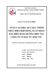 Nâng cao hiệu quả quy trình thực hiện hợp đồng xuất khẩu dầu điều bằng đường biển tại công ty CP đầu tư xuất nhập khẩu VNC