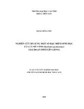 Nghiên cứu bổ sung một số đặc điểm sinh học của cá mè Vinh (barbodes gonionotus) giai đoạn phôi lên giống