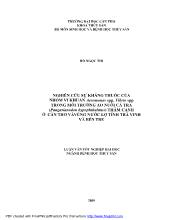 Nghiên cứu sự kháng thuốc của nhóm vi khuẩn aeromonasspp, vibrio spp trong môi trờng ao nuôi cá tra (pangasianodon hypophthalmus) thâm canh ở Cần Thơ và vùng nước lợ tỉnh Trà Vinh và Bến Tre