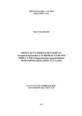 Phân lập và định danh vi khuẩn aeromonas hydrophilagây bệnh xuất huyết trên cá tra (pangasianodon hypophthalmus) nuôi ở đồng bằng sông Cửu Long