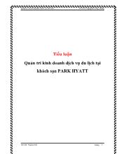 Tiểu luận Quản tri kinh doanh dịch vụ du lịch tại khách sạn Park Hyatt