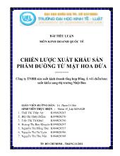 Đề tài Chiến lược xuất khẩu sản phẩm đường từ mật hoa dừa