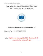 Đề tài Nghiên cứu kinh nghiệm kinh doanh quốc tế của một công ty đa quốc gia