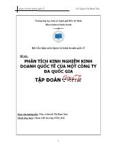 Đề tài Phân tích kinh nghiệm kinh doanh quốc tế của một công ty đa quốc gia tập đoàn Coca - Cola