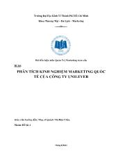 Đề tài Phân tích kinh nghiệm marketing quốc tế của công ty unilever