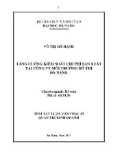 Đề tài Tăng cường kiểm soát chi phí sản xuất tại Công ty Môi trường Đô thị Đà Nẵng