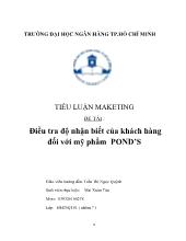 Điều tra độ nhận biết của khách hàng đối với mỹ phẩm POND’S