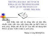 Giới thiệu bản mô tả công việc và bản tiêu chuẩn nhân viên của một công việc cụ thể ở đơn vị anh (chị)