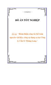 Khóa luận Hoàn thiện công tác Kế toán nguyên vật liệu, công cụ dụng cụ tại Công ty Cầu 11 Thăng Long