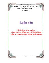 Luận văn Giải pháp tăng cường công tác huy động vốn tại ngân hàng đầu tư và phát triển thành phố Hà Nội